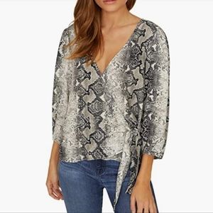 Adrienne Vittadini Snake Skin Print Fayx Wrap Top